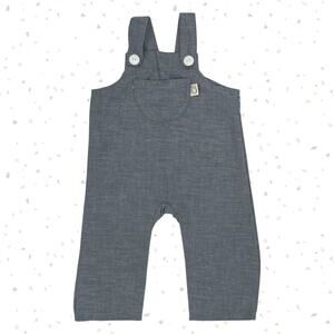 Lucy & Leo Organic Cotton Baby Overalls Slate Blue Gray One Piece Size 6-9 Month